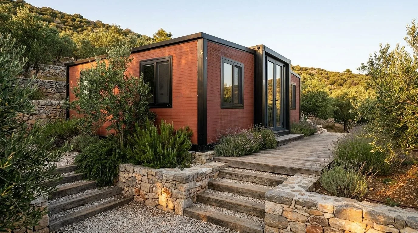 Casa modular Iberotainers en una ladera mediterránea